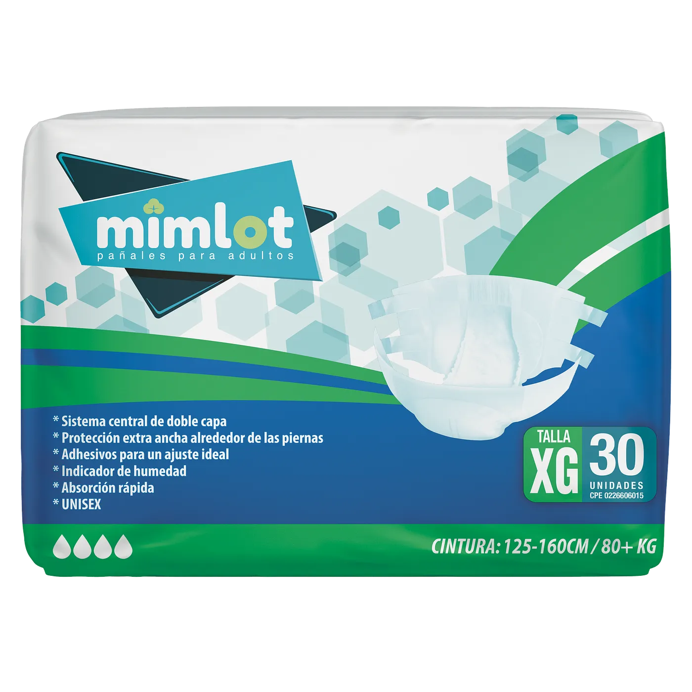 Pañal Para Adulto - Talla XG - 30 pcs - Bulto de 4 unidades