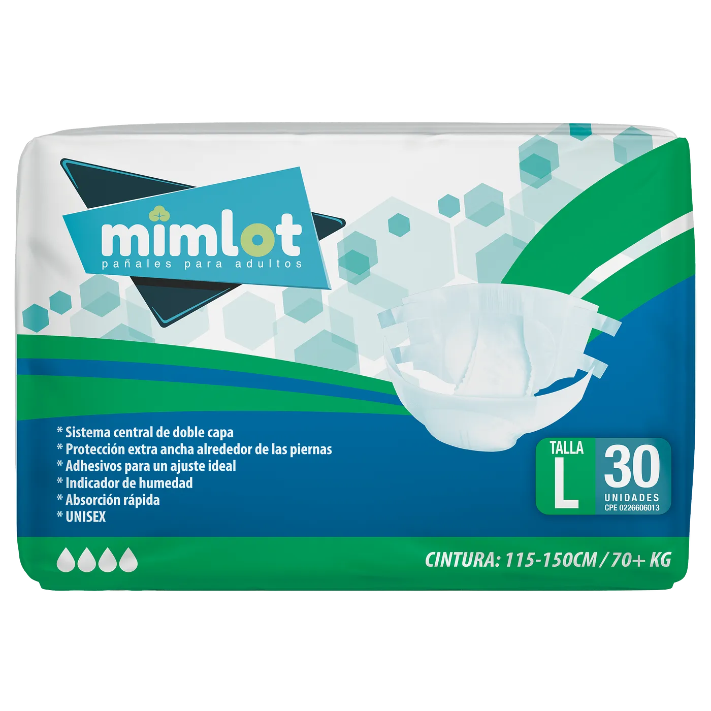 Pañal Para Adulto - Talla L - 30 pcs - Bulto de 4 unidades