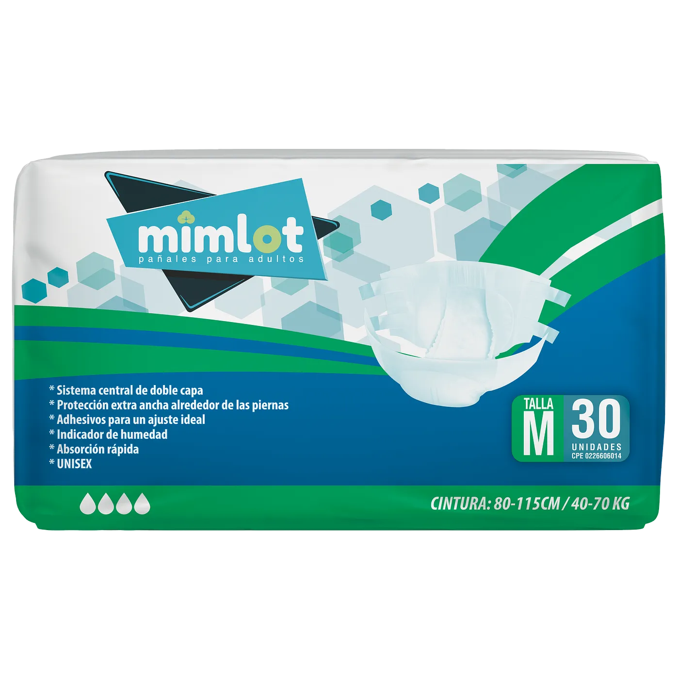 Pañal Para Adulto - Talla M - 30 pcs - Bulto de 4 unidades