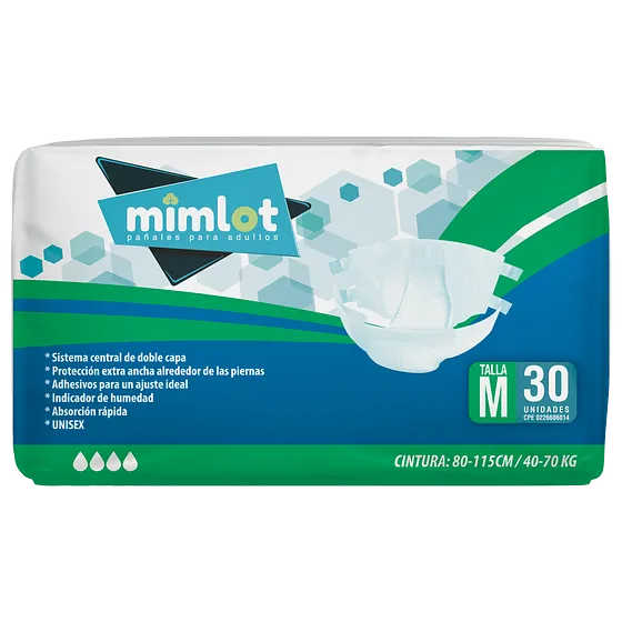 Pañal Para Adulto - Talla M -  30 pcs - Bulto de 4 unidades